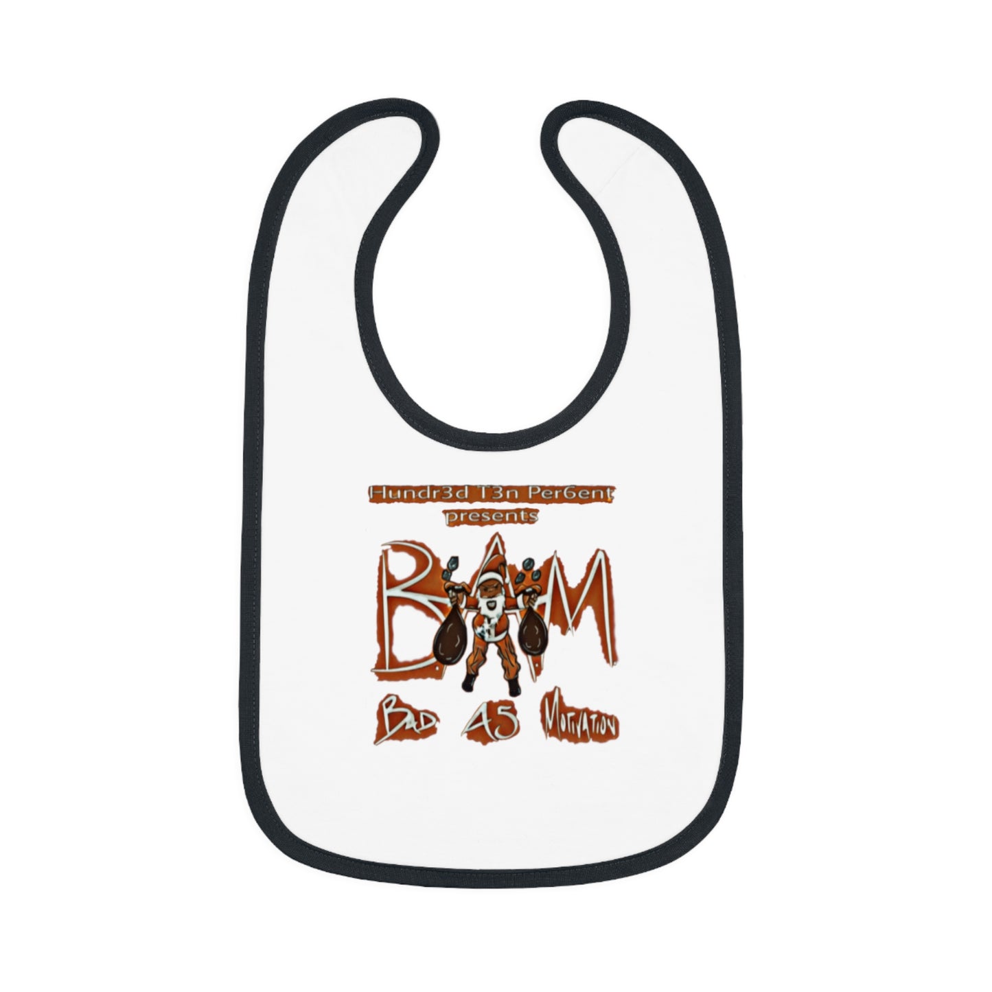 110%B.A.M. Baby Contrast Trim Jersey Bib (black logo background)