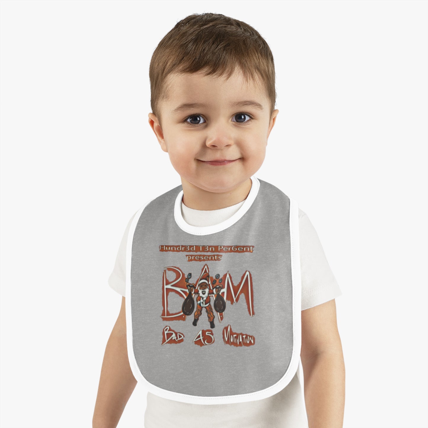 110%B.A.M. Baby Contrast Trim Jersey Bib (white logo background)