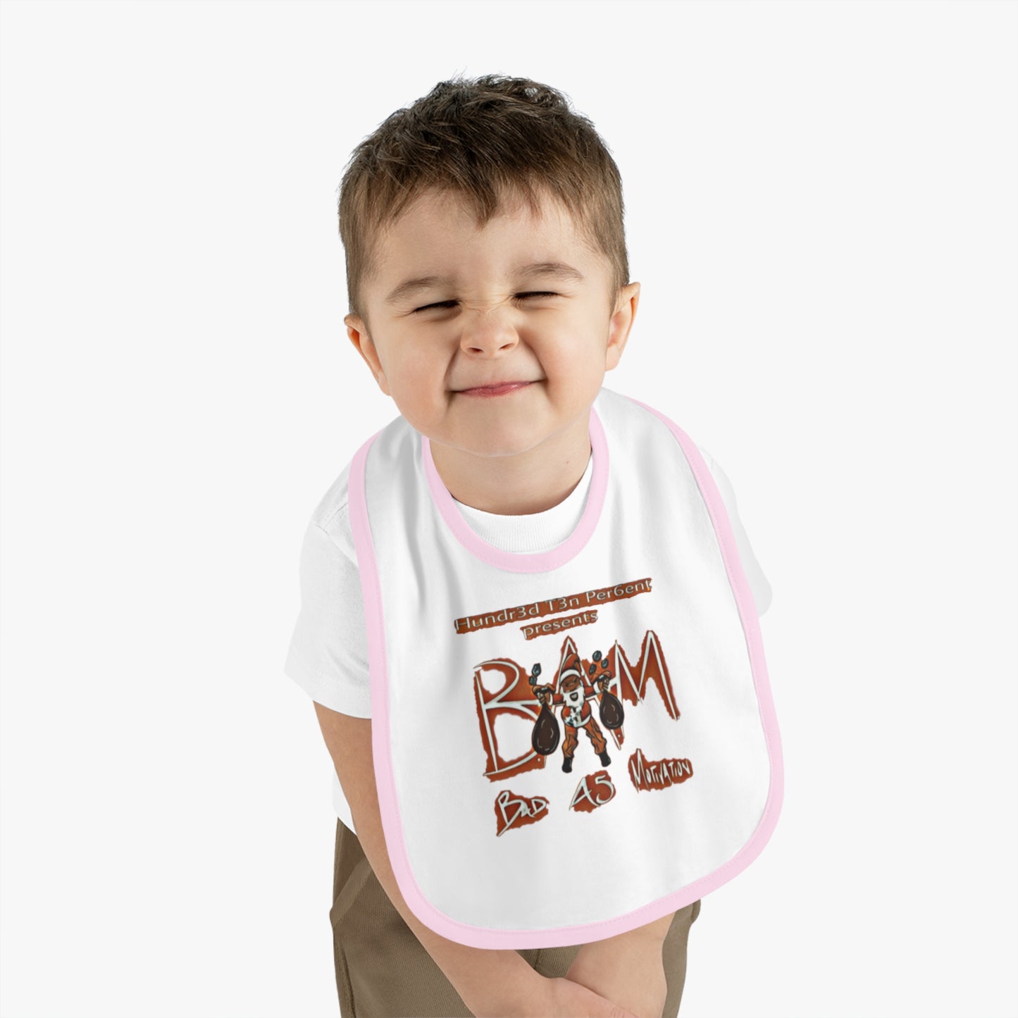 110%B.A.M. Baby Contrast Trim Jersey Bib (white logo background)