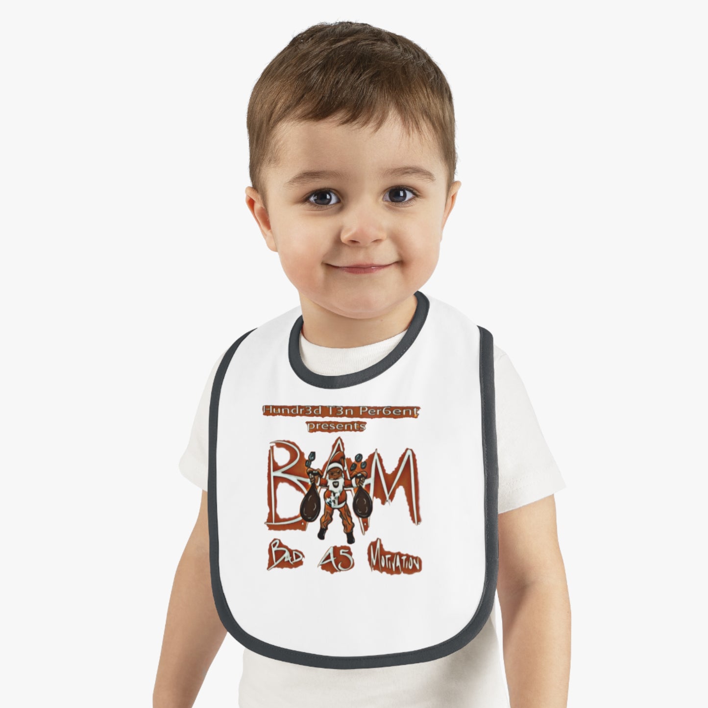 110%B.A.M. Baby Contrast Trim Jersey Bib (black logo background)