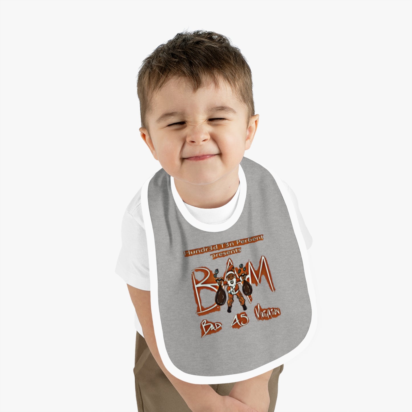 110%B.A.M. Baby Contrast Trim Jersey Bib (white logo background)