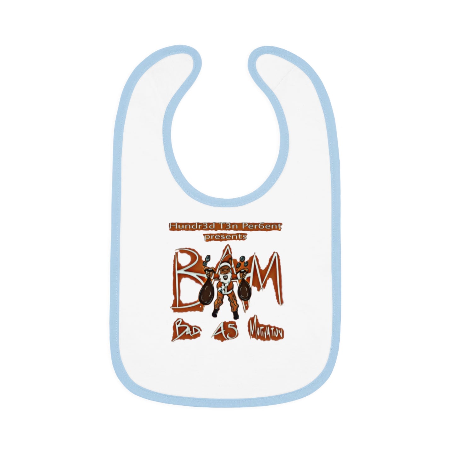 110%B.A.M. Baby Contrast Trim Jersey Bib (white logo background)