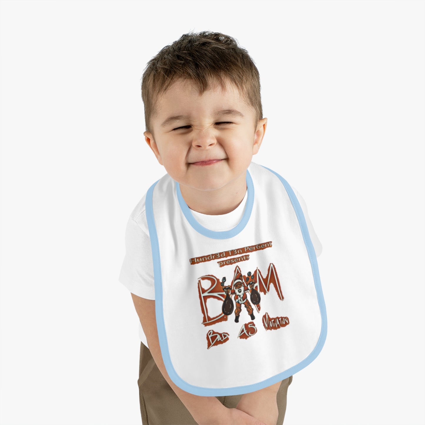 110%B.A.M. Baby Contrast Trim Jersey Bib (white logo background)