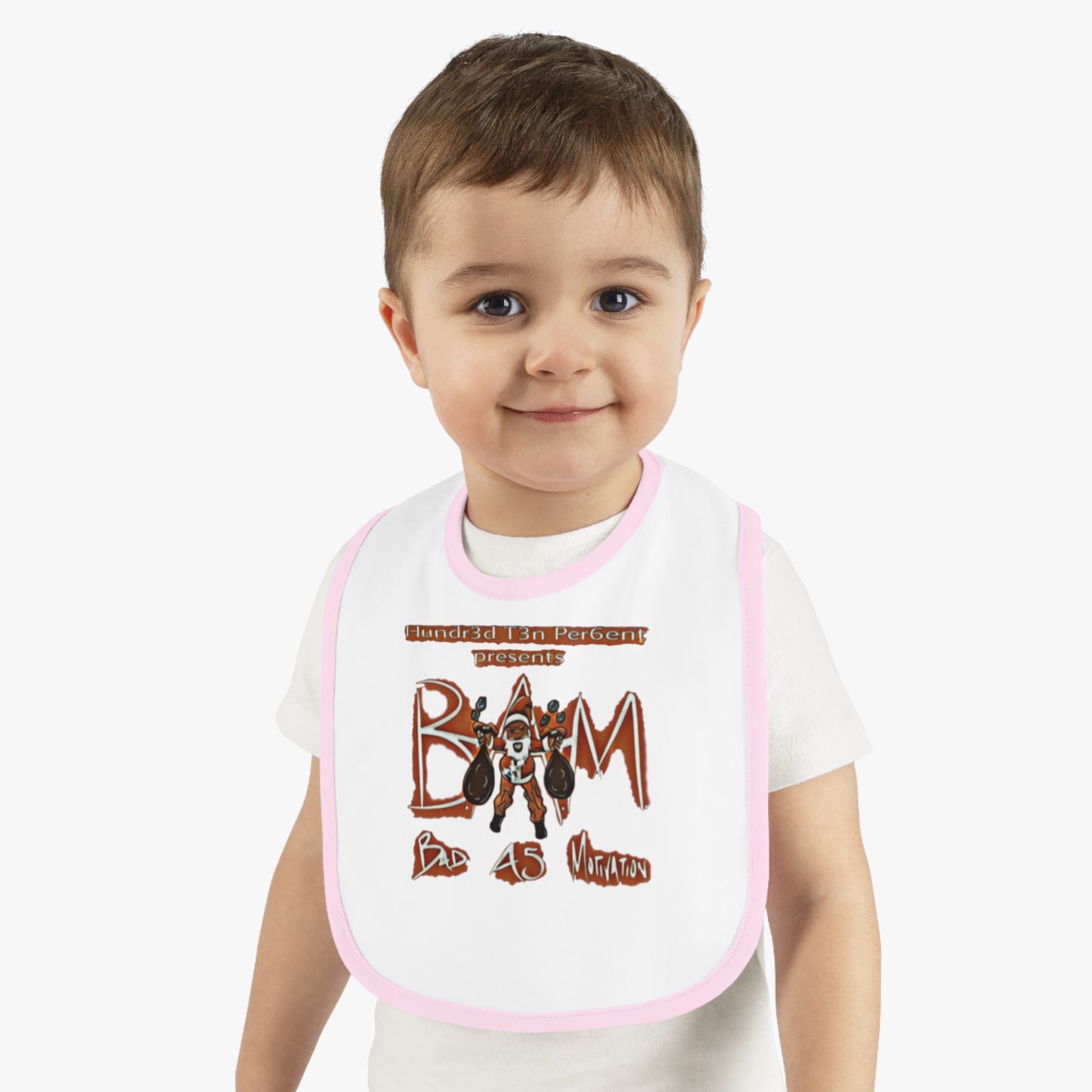 110%B.A.M. Baby Contrast Trim Jersey Bib (white logo background)