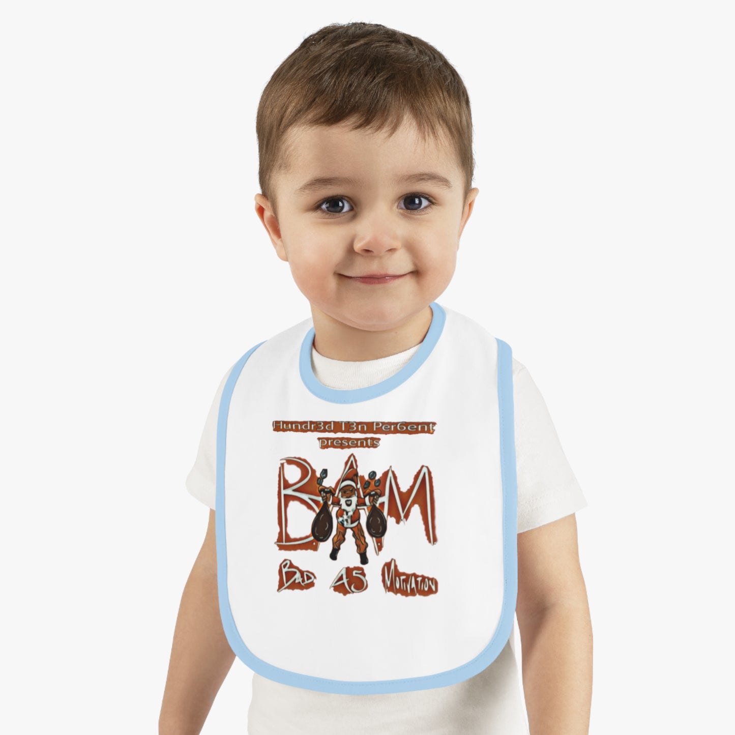 110%B.A.M. Baby Contrast Trim Jersey Bib (white logo background)